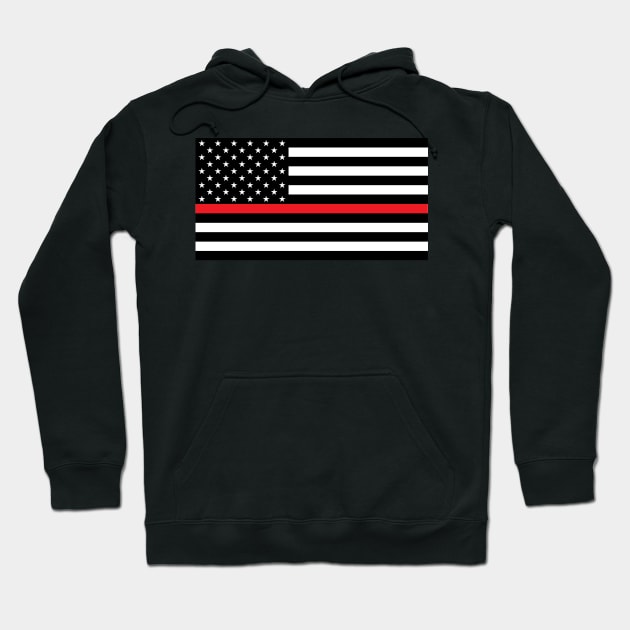 US Flag "Fire Fighter" B&W Hoodie by MacGordonsEmporium